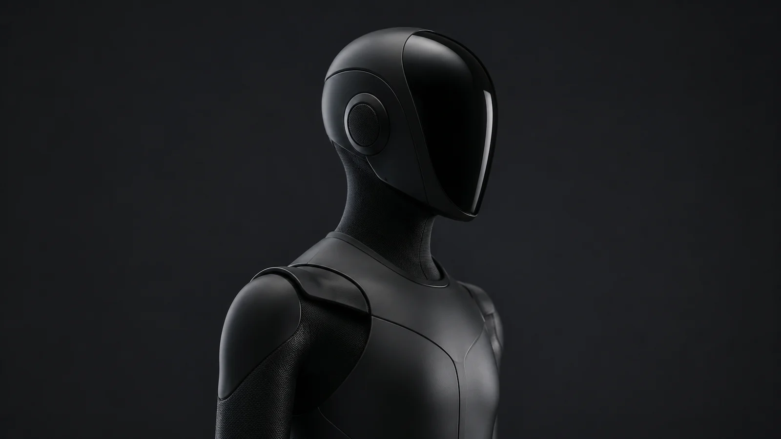 Illustrative black humanoid robot product profile