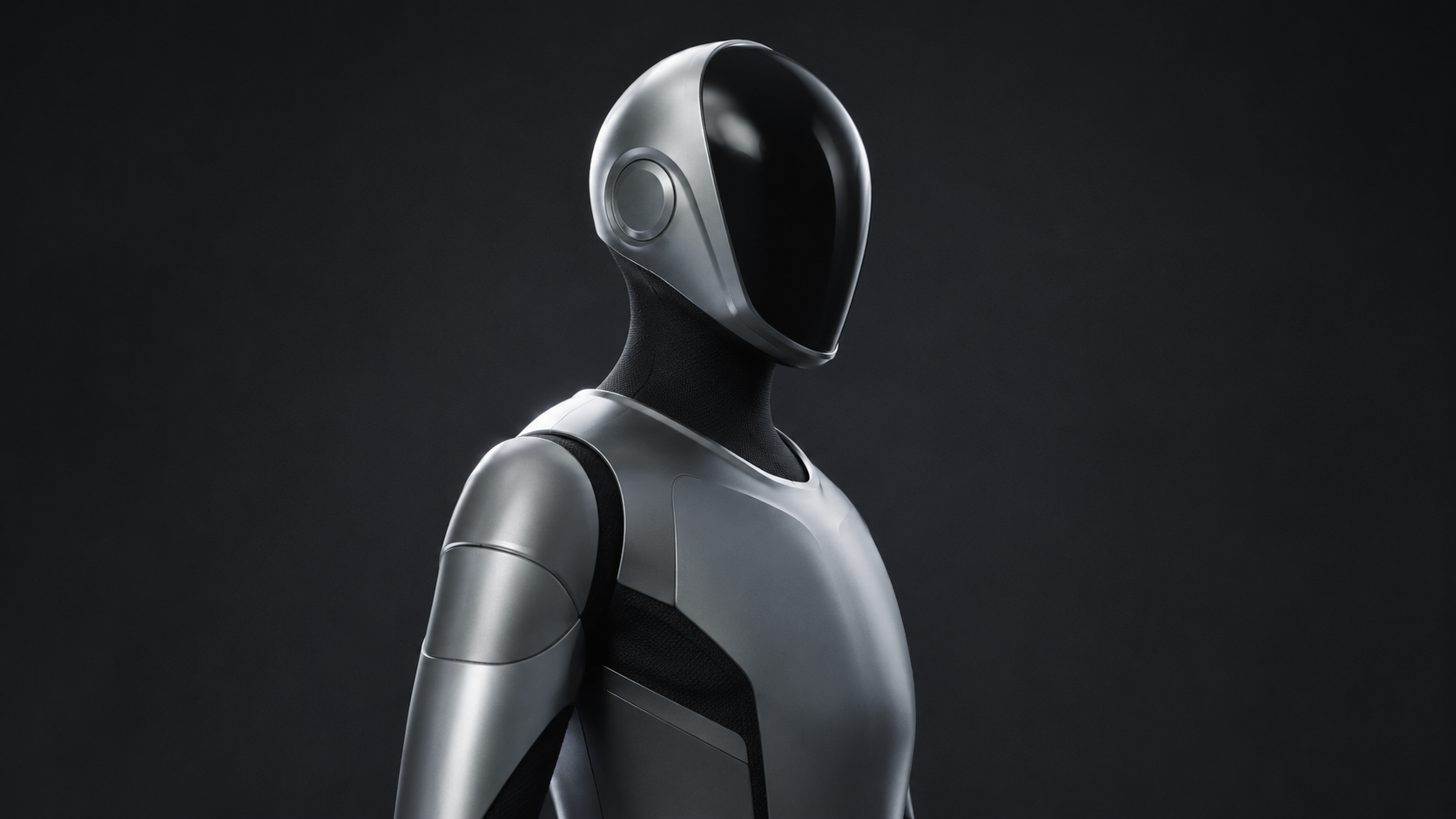 Illustrative silver humanoid robot product profile